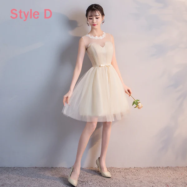 Abordable Champagne Transparentes Robe Demoiselle D'honneur 2018 Princesse Appliques En Dentelle Ceinture Courte Volants Dos Nu Robe Pour Mariage