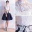 Affordable Chinese style Graduation Dresses 2017 Lace Appliques High Neck Sleeveless White Navy Blue Short Ball Gown