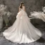 Modern / Fashion Champagne Wedding Dresses 2019 A-Line / Princess V-Neck Sleeveless Backless Glitter Tulle Beading Court Train Ruffle