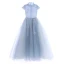 Elegant Sky Blue Flower Girl Dresses 2019 A-Line / Princess High Neck Sleeveless Appliques Lace Sequins Floor-Length / Long Ruffle Wedding Party Dresses