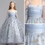 Elegant Grey Flower Girl Dresses 2019 A-Line / Princess Off-The-Shoulder Bell sleeves Sequins Star Floor-Length / Long Ruffle Backless Wedding Party Dresses