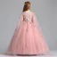 Chic / Beautiful Pearl Pink Flower Girl Dresses 2019 A-Line / Princess Scoop Neck Sleeveless Appliques Lace Flower Pearl Watteau Train Ruffle Wedding Party Dresses