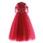 Chic / Beautiful Red Flower Girl Dresses 2019 A-Line / Princess High Neck 1/2 Sleeves Appliques Lace Pearl Rhinestone Floor-Length / Long Ruffle Wedding Party Dresses