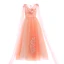 Chic / Beautiful Orange Flower Girl Dresses 2019 A-Line / Princess V-Neck Sleeveless Appliques Lace Pearl Watteau Train Ruffle Wedding Party Dresses