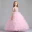 Best Blushing Pink Flower Girl Dresses 2019 Ball Gown Scoop Neck Sleeveless Appliques Lace Beading Floor-Length / Long Cascading Ruffles Wedding Party Dresses
