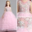 Best Blushing Pink Flower Girl Dresses 2019 Ball Gown Scoop Neck Sleeveless Appliques Lace Beading Floor-Length / Long Cascading Ruffles Wedding Party Dresses