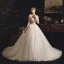 Illusion Elfenben Genomskinliga Bröllopsklänningar 2019 Prinsessa Fyrkantig Ringning Långärmad Halterneck Appliqués Spets Chapel Train Ruffle