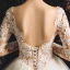 Illusion Elfenben Genomskinliga Bröllopsklänningar 2019 Prinsessa Fyrkantig Ringning Långärmad Halterneck Appliqués Spets Chapel Train Ruffle