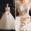 Illusion Elfenben Genomskinliga Bröllopsklänningar 2019 Prinsessa Fyrkantig Ringning Långärmad Halterneck Appliqués Spets Chapel Train Ruffle