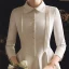 Vintage / Retro Ivory Satin Outdoor / Garden Wedding Dresses 2019 A-Line / Princess High Neck 3/4 Sleeve See-through Backless Buttons Tea-length Ruffle