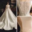 Vintage / Originale Ivoire Satin Robe De Mariée 2019 Princesse Encolure Carrée Sans Manches Perlage Ceinture Chapel Train Volants