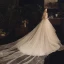 Fabuleux Champagne Robe De Mariée 2019 Princesse Bretelles Spaghetti Sans Manches Dos Nu Cristal Perlage Cathedral Train Volants