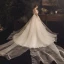 Fabuleux Champagne Robe De Mariée 2019 Princesse Bretelles Spaghetti Sans Manches Dos Nu Cristal Perlage Cathedral Train Volants