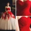 Fantastiske / Unike Rød Champagne Brudekjoler 2019 Ballkjole Kjæreste Uten Ermer Ryggløse Chapel Train Gripende Ruffles
