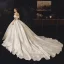 Schöne Ivory / Creme Satin Brautkleider / Hochzeitskleider 2019 Ballkleid Off Shoulder Kurze Ärmel Rückenfreies Applikationen Spitze Strass Kapelle-Schleppe Rüschen