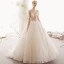 Bling Bling Champagne Wedding Dresses 2019 A-Line / Princess Spaghetti Straps Sleeveless Backless Beading Glitter Tulle Court Train Ruffle