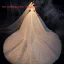 Luxe Scintillantes Ivoire Robe De Mariée 2019 Robe Boule De l'épaule Manches Courtes Dos Nu Glitter Paillettes Cathedral Train Volants