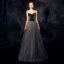 Ciel étoilé Bleu Marine Daim Robe De Soirée 2019 Princesse Bretelles Spaghetti Sans Manches Glitter Tulle Longue Volants Dos Nu Robe De Ceremonie