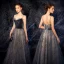Ciel étoilé Bleu Marine Daim Robe De Soirée 2019 Princesse Bretelles Spaghetti Sans Manches Glitter Tulle Longue Volants Dos Nu Robe De Ceremonie