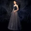 Ciel étoilé Bleu Marine Daim Robe De Soirée 2019 Princesse Bretelles Spaghetti Sans Manches Glitter Tulle Longue Volants Dos Nu Robe De Ceremonie