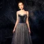 Ciel étoilé Bleu Marine Daim Robe De Soirée 2019 Princesse Bretelles Spaghetti Sans Manches Glitter Tulle Longue Volants Dos Nu Robe De Ceremonie