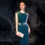 Élégant Bleu D'encre Robe De Soirée 2019 Trompette / Sirène Encolure Dégagée Sans Manches Perlage Longue Volants Robe De Ceremonie