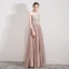 Elegant Pearl Pink Evening Dresses  2019 A-Line / Princess Strapless Sleeveless Glitter Tulle Floor-Length / Long Ruffle Backless Formal Dresses