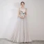 Best Grey Lace Evening Dresses  2019 A-Line / Princess Scoop Neck Sleeveless Appliques Lace Floor-Length / Long Ruffle Backless Formal Dresses