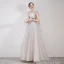Best Grey Lace Evening Dresses  2019 A-Line / Princess Scoop Neck Sleeveless Appliques Lace Floor-Length / Long Ruffle Backless Formal Dresses