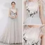 Best Grey Lace Evening Dresses  2019 A-Line / Princess Scoop Neck Sleeveless Appliques Lace Floor-Length / Long Ruffle Backless Formal Dresses