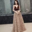 Sexy Marron Daim Robe De Soirée 2019 Princesse Transparentes Col v profond Sans Manches Rayé Tulle Ceinture Tribunal Train Volants Dos Nu Robe De Ceremonie