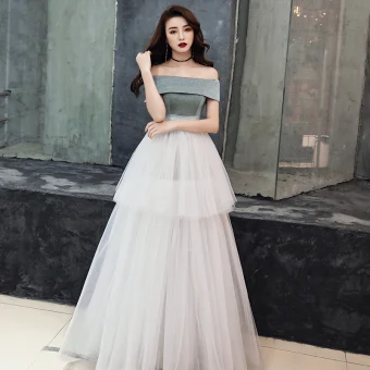 Chic Belle Ivoire Robe De Soirée 2019 Empire De L 039 Épaule Sans Manches Longue Volants Dos Nu Robe De Ceremonie