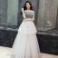 Chic / Belle Ivoire Robe De Soirée 2019 Empire De l'épaule Sans Manches Longue Volants Dos Nu Robe De Ceremonie