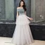 Chic / Belle Ivoire Robe De Soirée 2019 Empire De l'épaule Sans Manches Longue Volants Dos Nu Robe De Ceremonie