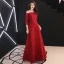 Abordable Bordeaux Dentelle Robe De Soirée 2019 Princesse De l'épaule 3/4 Manches Appliques En Dentelle Faux Diamant Longue Dos Nu Robe De Ceremonie