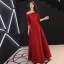 Abordable Bordeaux Dentelle Robe De Soirée 2019 Princesse De l'épaule 3/4 Manches Appliques En Dentelle Faux Diamant Longue Dos Nu Robe De Ceremonie