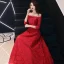 Abordable Bordeaux Dentelle Robe De Soirée 2019 Princesse De l'épaule 3/4 Manches Appliques En Dentelle Faux Diamant Longue Dos Nu Robe De Ceremonie