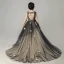 Elegant Black Flower Girl Dresses 2019 A-Line / Princess Scoop Neck Sleeveless Appliques Lace Pearl Court Train Ruffle Backless Wedding Party Dresses
