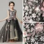 Elegant Black Flower Girl Dresses 2019 A-Line / Princess Scoop Neck Sleeveless Appliques Lace Pearl Court Train Ruffle Backless Wedding Party Dresses
