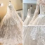 Vintage / Originale Champagne Transparentes Robe De Mariée 2019 Princesse Col Haut Manches Longues Dos Nu Appliques En Dentelle Perlage Longue Volants