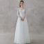 Élégant Ivoire Dentelle Plage Transparentes Robe De Mariée 2019 Princesse Encolure Carrée 3/4 Manches Ceinture Longue Volants