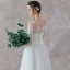 Élégant Ivoire Dentelle Plage Transparentes Robe De Mariée 2019 Princesse Encolure Carrée 3/4 Manches Ceinture Longue Volants