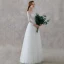 Élégant Ivoire Dentelle Plage Transparentes Robe De Mariée 2019 Princesse Encolure Carrée 3/4 Manches Ceinture Longue Volants