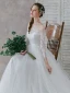 Élégant Ivoire Dentelle Plage Transparentes Robe De Mariée 2019 Princesse Encolure Carrée 3/4 Manches Ceinture Longue Volants