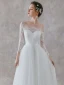 Élégant Ivoire Dentelle Plage Transparentes Robe De Mariée 2019 Princesse Encolure Carrée 3/4 Manches Ceinture Longue Volants