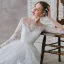 Élégant Ivoire Dentelle Plage Transparentes Robe De Mariée 2019 Princesse Encolure Carrée 3/4 Manches Ceinture Longue Volants