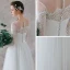 Élégant Ivoire Dentelle Plage Transparentes Robe De Mariée 2019 Princesse Encolure Carrée 3/4 Manches Ceinture Longue Volants