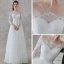 Élégant Ivoire Dentelle Plage Transparentes Robe De Mariée 2019 Princesse Encolure Carrée 3/4 Manches Ceinture Longue Volants