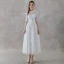 Vintage / Retro Ivory Lace Outdoor / Garden Wedding Dresses 2019 A-Line / Princess High Neck 1/2 Sleeves Ankle Length Ruffle