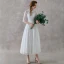 Vintage / Retro Ivory Lace Outdoor / Garden Wedding Dresses 2019 A-Line / Princess High Neck 1/2 Sleeves Ankle Length Ruffle